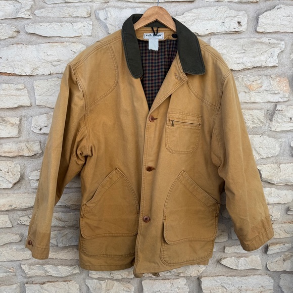 L.L. Bean Other - L.L. Bean Men's Canvas Barn Chore Jacket with Green Corduroy Collar